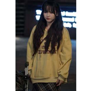 原版短剧大叔罗曼史羽翎沈知知同款卫衣字母印花连帽上衣女衣服潮