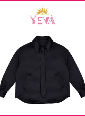 欧洲YEVA【虞书欣同款】翻领系带宽松休闲铺棉外套设计感廓形百搭