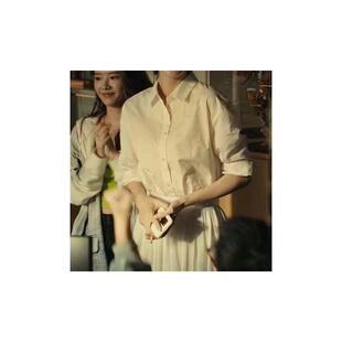 原版爱情没有神话林展翘同款衬衫式洋装收腰白色衬衣裙子女衣服潮