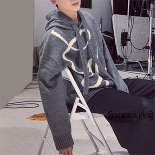 欧洲白敬亭同款灰色连帽毛衣 通勤风直筒型长袖卫衣 棉质男女通用