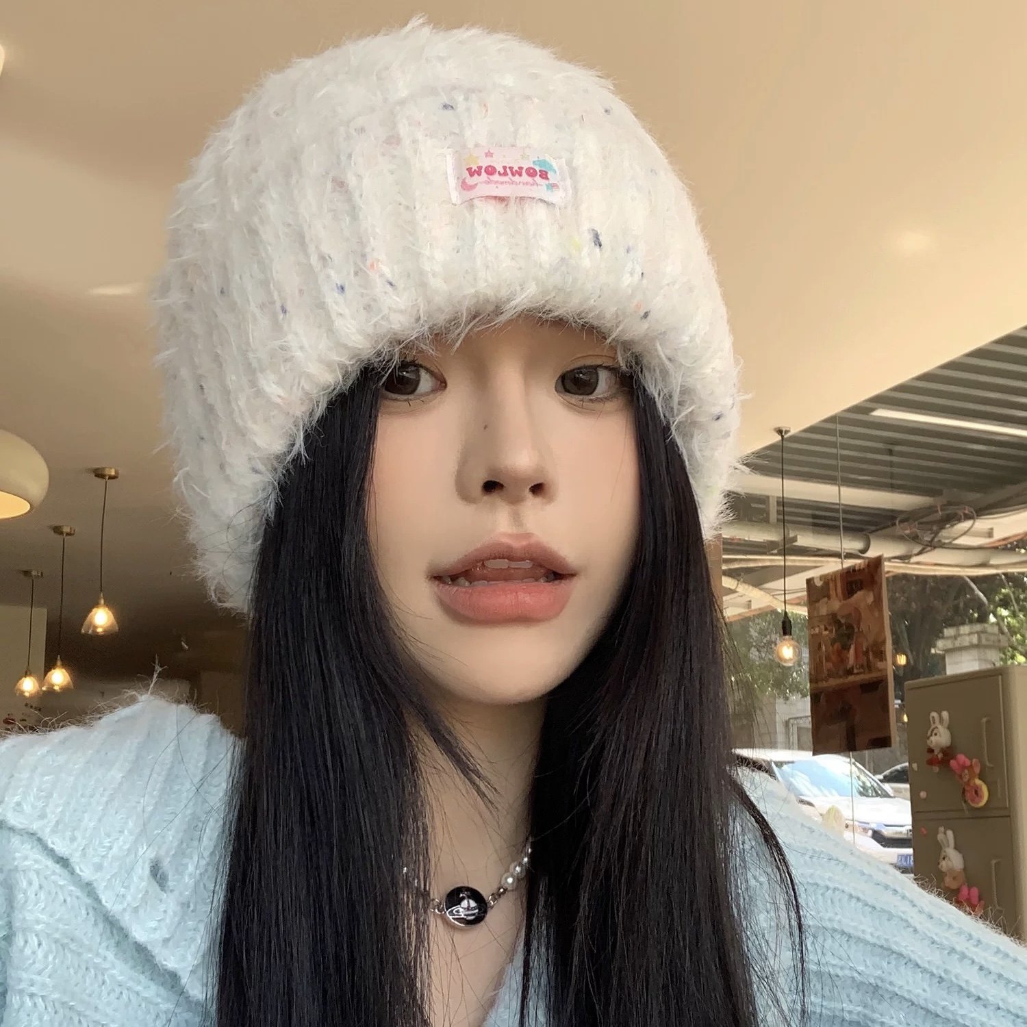 原版东北零下40度哈尔滨雪乡旅游毛线帽子女冬季保暖护耳针织冷帽