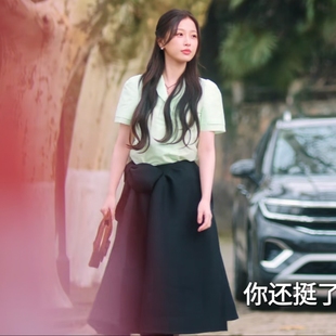 原版双轨虞书欣姜暮同款短袖衬衫上衣夏季v领衬衣半身裙女衣服潮