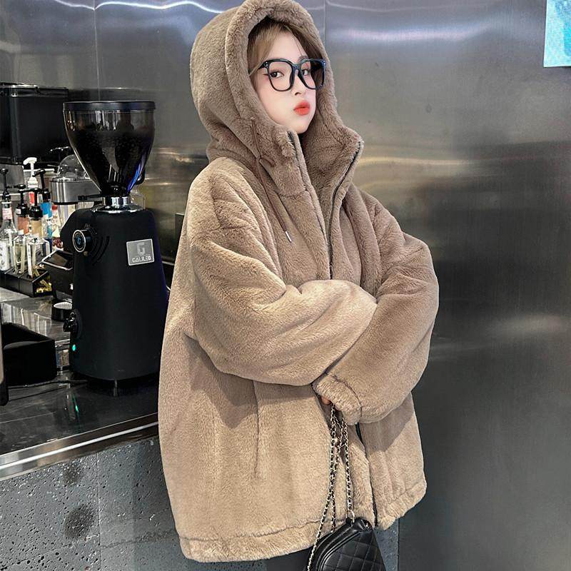 欧洲双面獭兔毛绒厚外套女仿皮草冬季2025新款羊羔毛茸茸上衣厚连