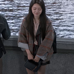 原版骄阳似我赵今麦聂曦光同款夹克卫衣格子拼接开衫上衣女衣服潮