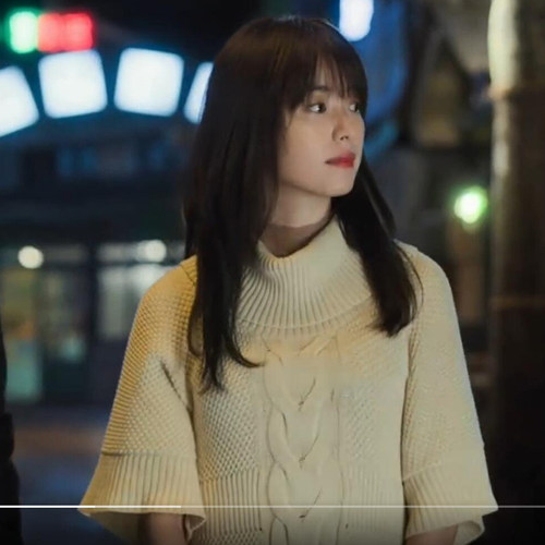 欧洲韩孝周同款衣服高领短袖米白色毛衣针织衫上衣宽松春秋季新款