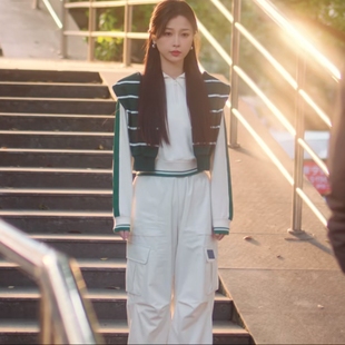 原版双轨虞书欣姜暮同款卫衣春秋休闲翻领短款上衣裤子女衣服潮