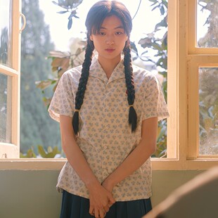 欧洲纯真年代 衬衫 上衣短袖 衬衣半身裙女衣服潮 爱情孙千费霓同款