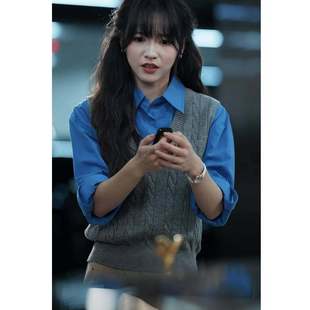 原版短剧大叔罗曼史羽翎沈知知同款针织马甲背心上衣衬衣女衣服潮