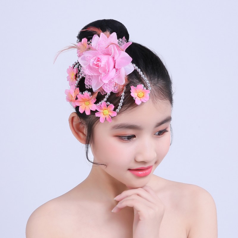 儿童六一花朵头饰女童现代舞发饰中小学生演出用品幼儿园表演头花