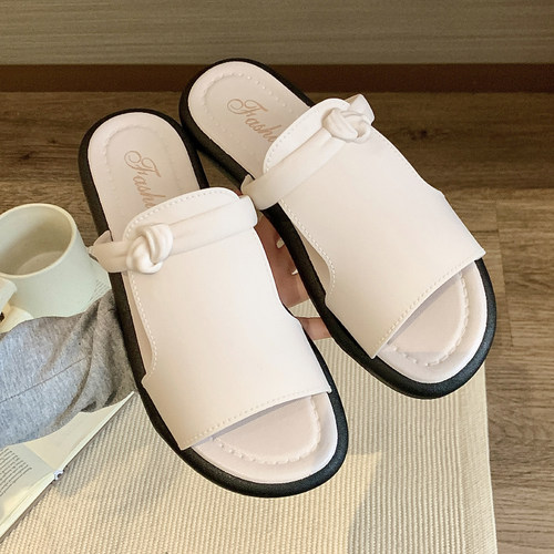 法式平底露趾拖鞋女外穿