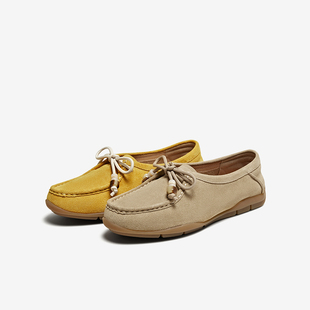 复古通勤厚底女单鞋 真皮一脚蹬袋鼠鞋 UPF05CA5 新款 百思图2025秋季