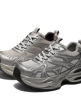 森达2025超好看老爹鞋厚底加绒女鞋商场同款灰色运动鞋XVF01DM5