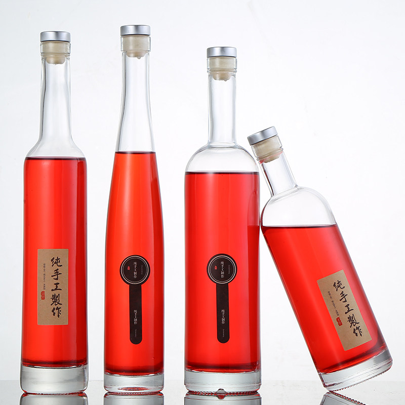 新款加厚500ml透明磨砂玻璃空瓶红酒葡萄酒自酿酒米酒果酒瓶密封