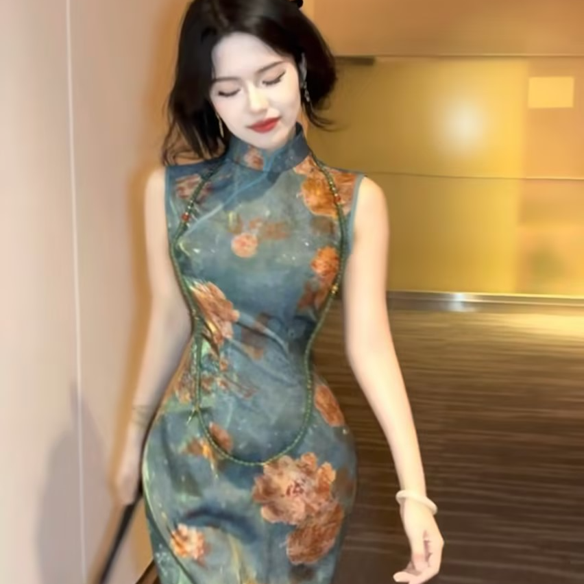 画报夫人原创自制金丝港工新中式国风清冷感旗袍 如意花,女装/女士精品,旗袍,淘宝优惠券,粉丝福利购,淘宝优惠卷