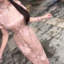 画报夫人原创自制国风甜美显瘦春夏新中式 比天仙 短袖 旗袍