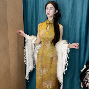 画报夫人原创中式油丝提花春夏旗袍 须留香山闪金港工