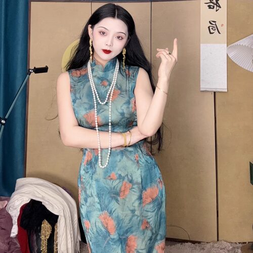 画报夫人原创自制港工复古旗袍连衣裙名  留恋