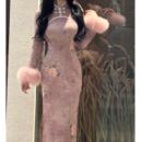 画报夫人原创自制秋冬厚款 粉娇娘 曼丽绒针织旗袍连衣裙