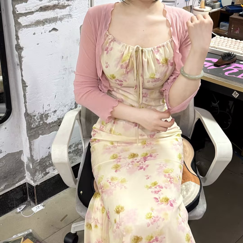 LHMknk1画报夫人原创自制碎花裙新温柔浪漫纯欲吊带裙 纯情少女心