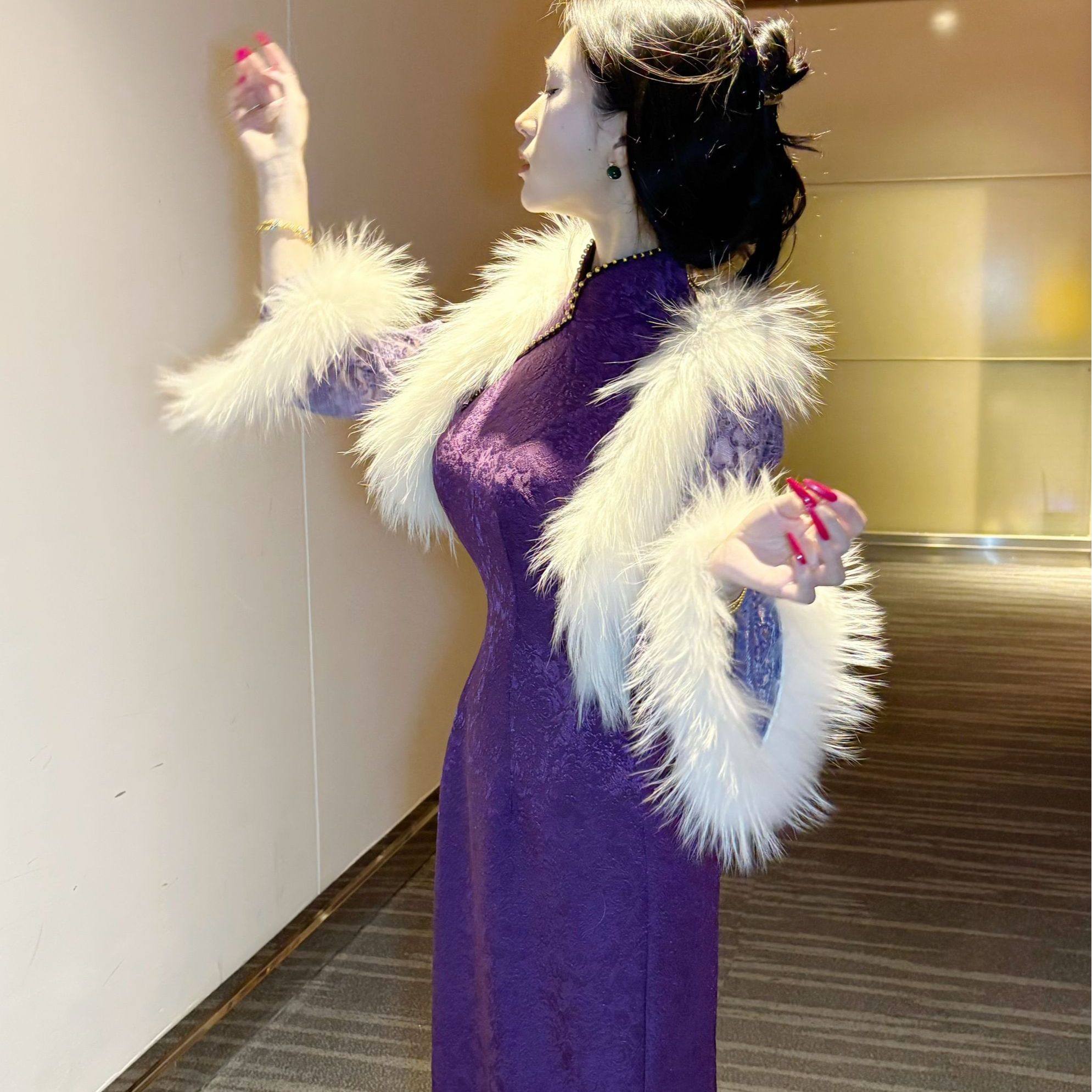 画报夫人原创貉子毛蕾丝坎肩大袖口外套 貉子毛紫啧外套,女装/女士精品,旗袍,淘宝优惠券,粉丝福利购,淘宝优惠卷