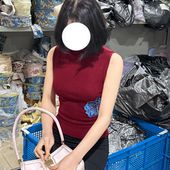 画报夫人原创自制御姐气质修身 高领针织刺绣国风红色上衣