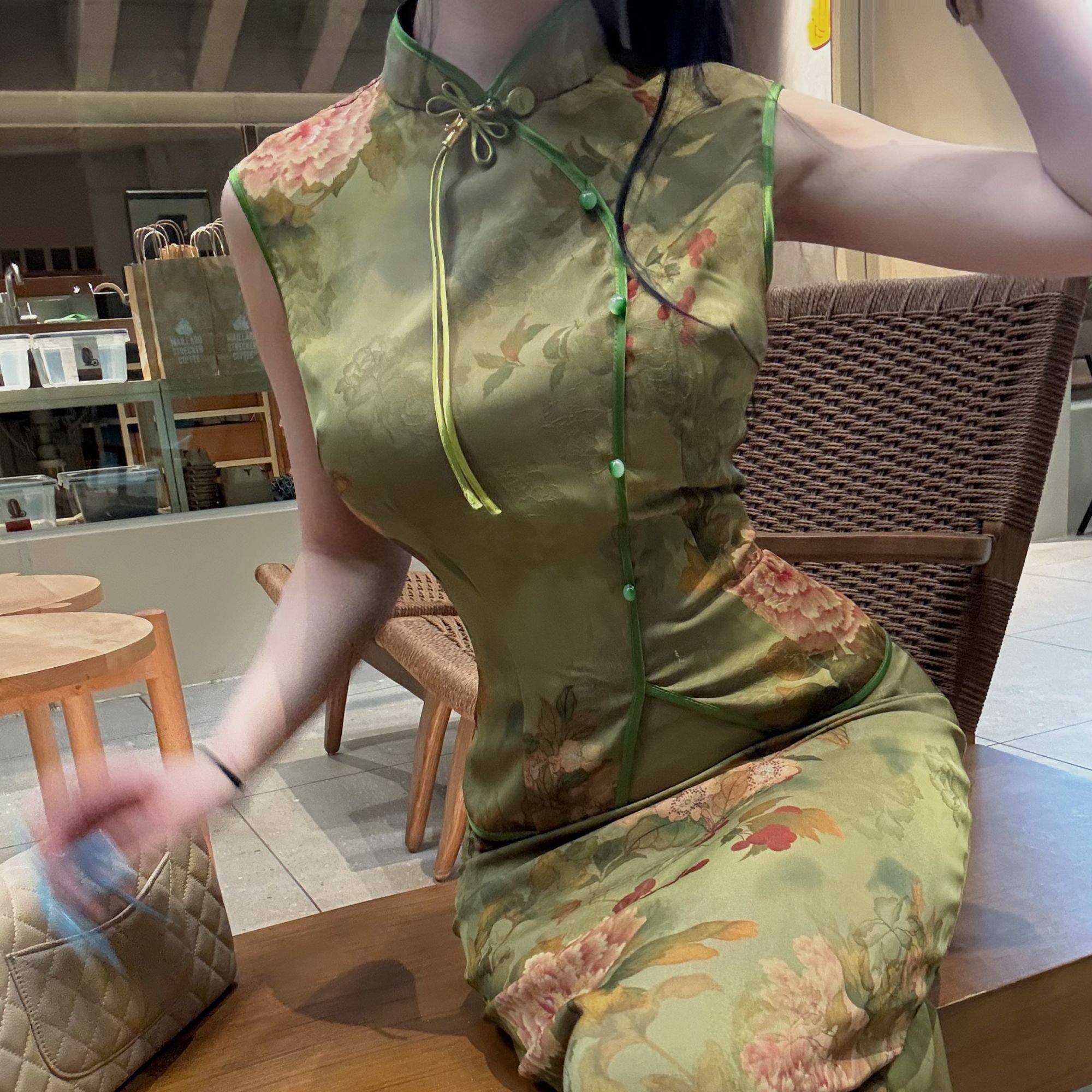 画报夫人原创自制夏季显瘦中国风新中式旗袍两件套 槐夏