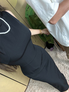 画报夫人原创自制高级简约纯黑色无袖港工旗袍 黑名伶