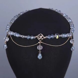 新娘头饰额头链水钻眉心坠跳舞公主链水晶链额饰红色秀禾耳饰前额