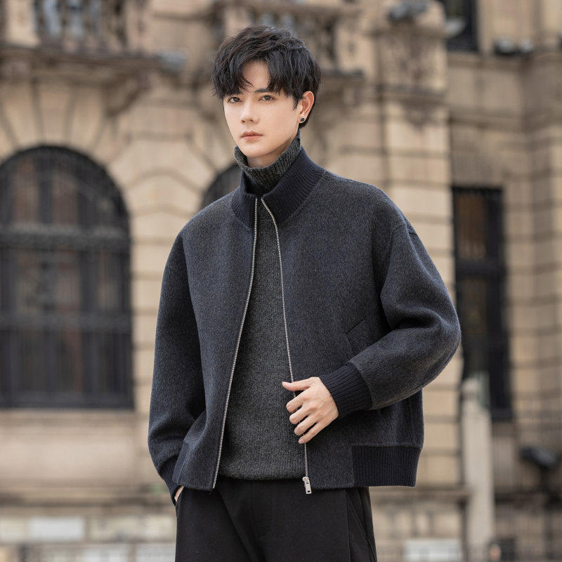 男士毛呢外套秋冬季新款双面羊毛呢子大衣短款立领加厚宽松夹克潮,男装,毛呢大衣,淘宝优惠券,粉丝福利购,淘宝优惠卷