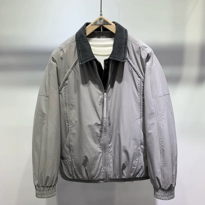 2025冬季拼接撞色翻领90鸭绒羽绒服男潮牌宽松轻薄保暖羽绒衣外套