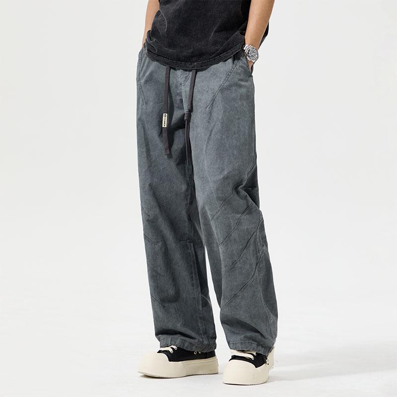 Ceecuz美式复古vintage弯刀阔腿裤男2025春夏新款宽松休闲工装裤
