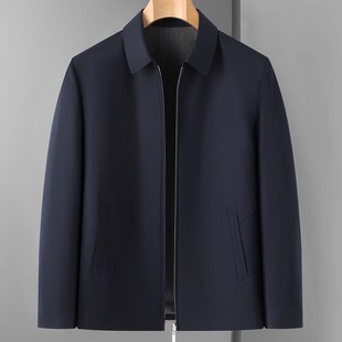 秋季新款加大码翻领夹克男商务休闲外套特大号肥佬宽松行政风上衣