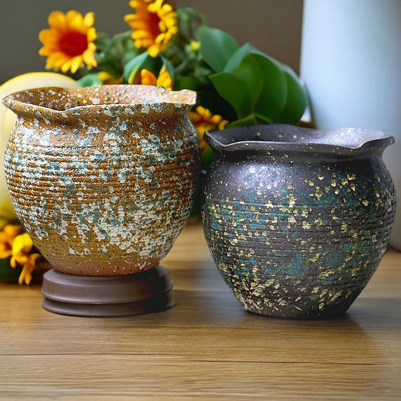 陶瓷多肉花盆大口径透气粗陶创意个性阳台绿植盆栽TZ450