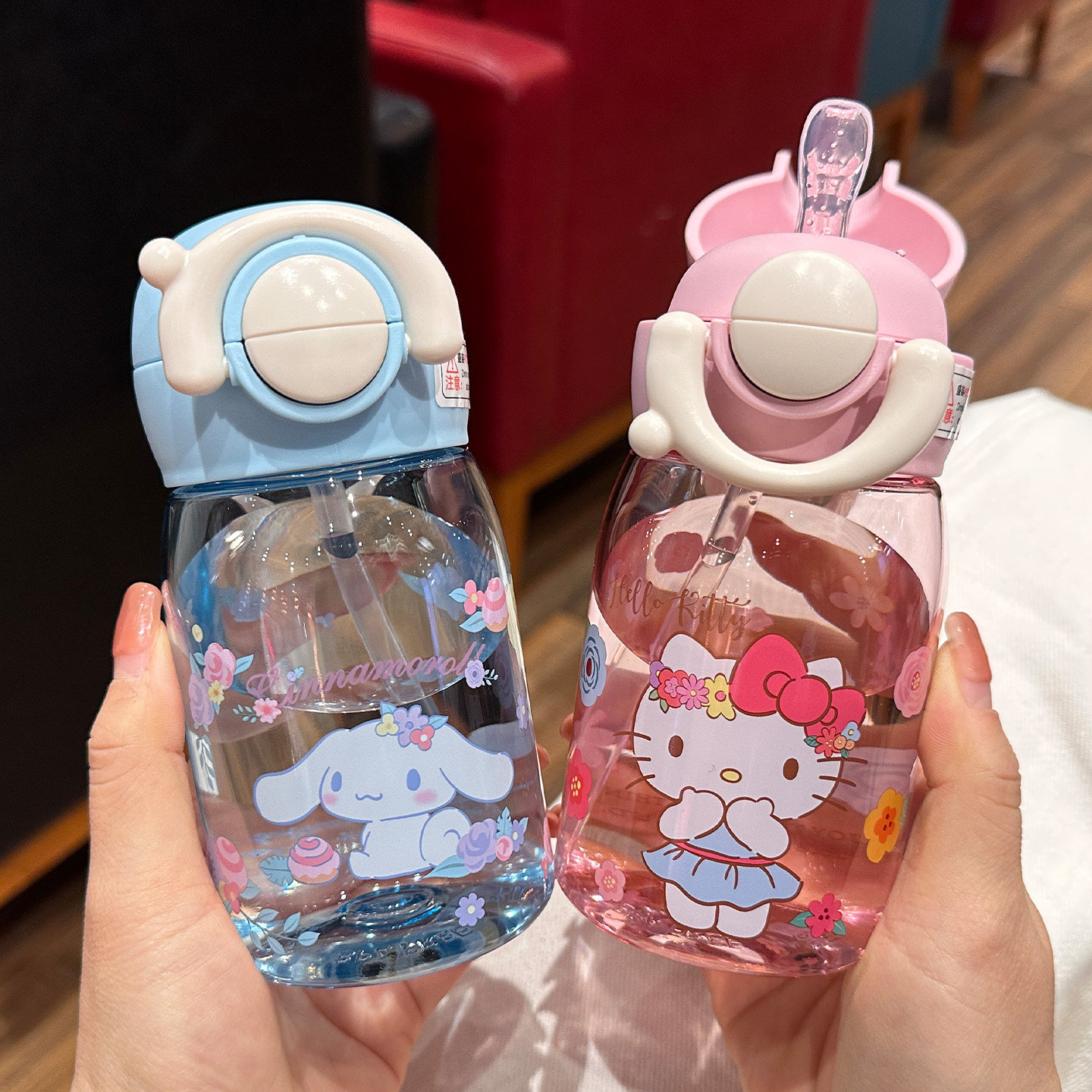 三丽鸥水杯儿童上学专用小学生双饮吸管杯女孩便携夏季小容量水杯