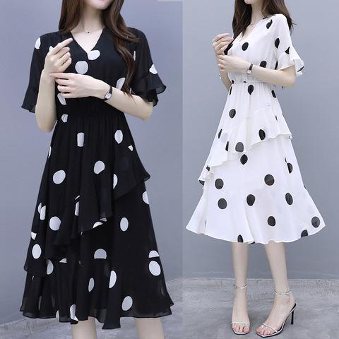 时尚波点连衣裙2022 summer women fashion dress ladies dresses