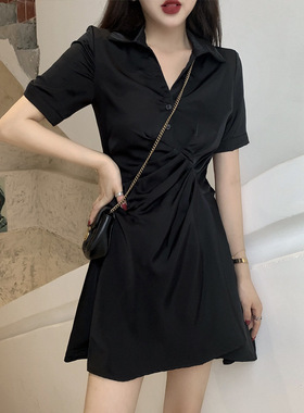 Summer Dress Fairy Thin Little Black Dress Spring and Autumn