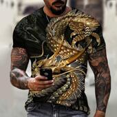 Men& 39;s Shirt Dragon Printing Short Summer Sleeve DIY