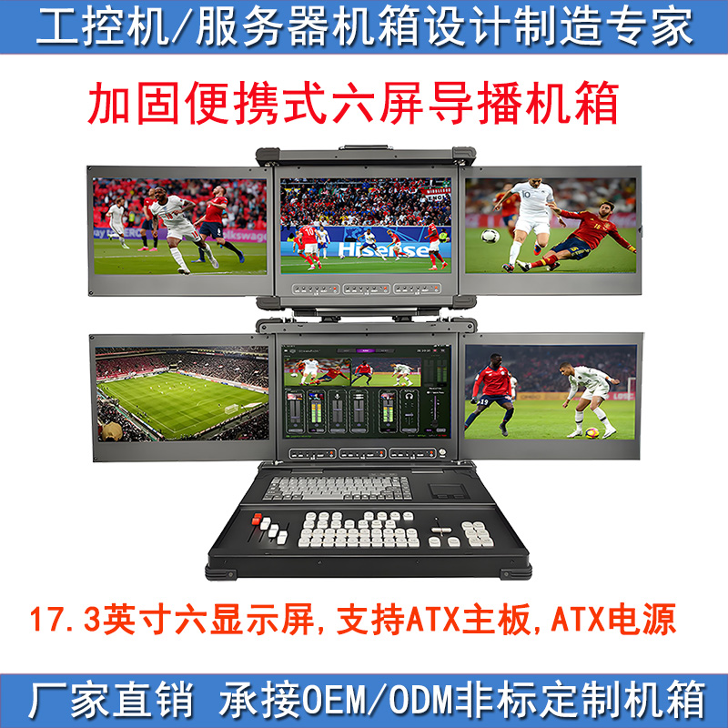 多屏17.3英寸六屏幕导播直播录播培训指挥医疗加固便携式电脑机箱