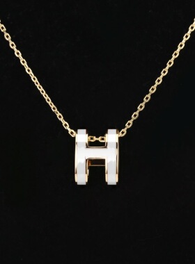 ins潮流网红时尚气质珐琅釉立体H字母吊坠项链简约百搭闺蜜锁骨链