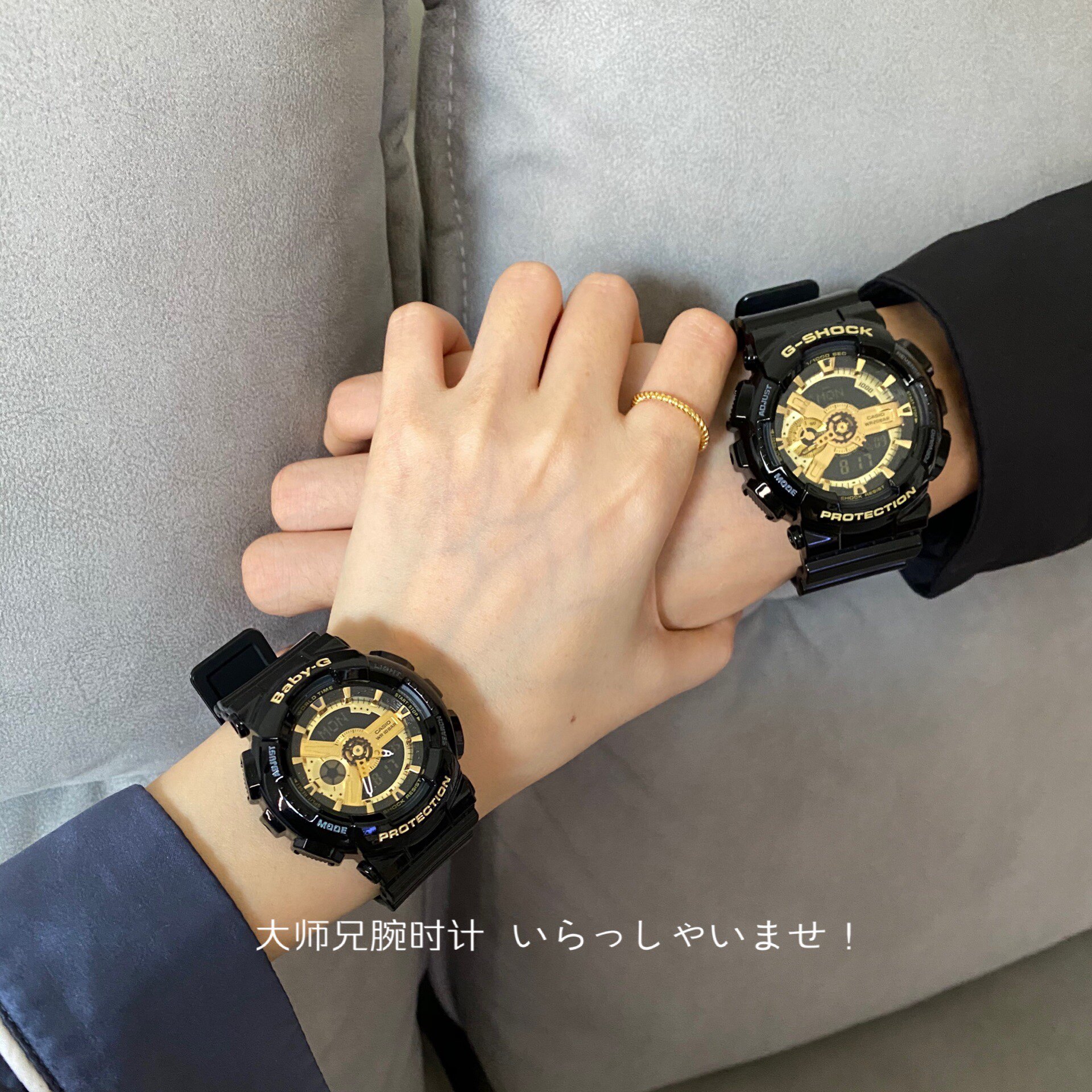 casio卡西欧 baby-g/g-shock经典黑金运动情侣手表 男女款腕表
