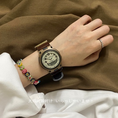 卡西欧复古森林人双显防水手表