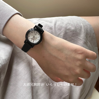 日本CASIO卡西欧mini小圆表 简约复古学生考试手表网红树脂小黑表