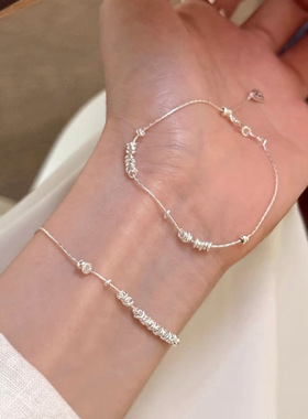 韩版s925纯银不规则碎银子盘缠手链女小众简约高级感百搭新款手串