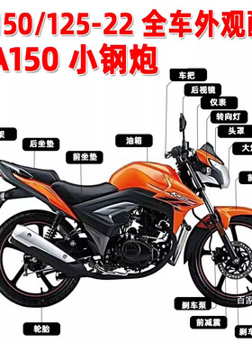 适用摩托车小钢炮KA150/HJ125-22大灯总成前照头罩导流罩配件