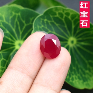 5A级红宝石裸石带棉椭圆形鸽血红戒面红色戒指吊坠耳钉主配石diy