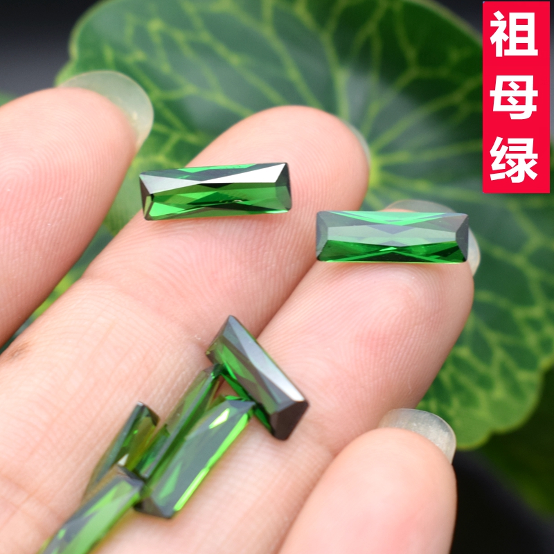 长方形祖母绿裸钻石加长条形裸钻耳坠可打孔石榴红宝石diy