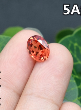 5A椭圆形芬达石戒面宝石裸石蛋形橙色戒指主配石耳钉吊坠裸钻diy