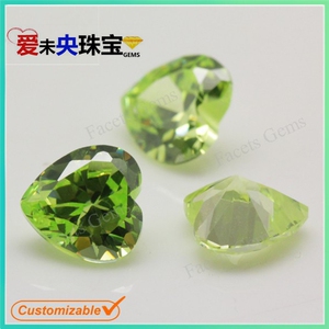彩色宝石苹果绿锆石裸石心形戒指戒面裸钻diy耳环吊坠手链配件