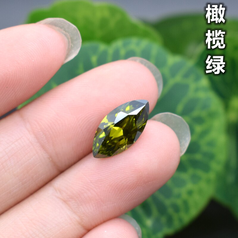diy橄榄绿树叶形未镶嵌彩钻裸石图片