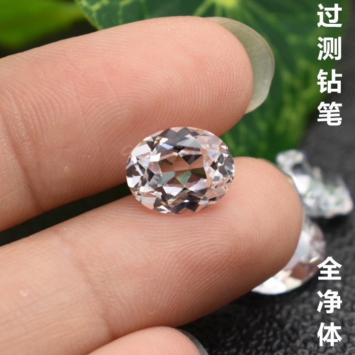 5a级莫桑透明色椭圆形戒面裸石过钻笔蛋形白色钻石高碳钻戒指饰品